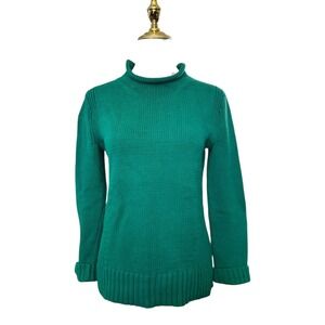 J Crew Rollneck Sweater Women's  XS Green Oarsman Minimalist Cotton Pullover